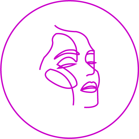 Egy lila ikon a Masszázs Varázs Abura arcformázásáról.