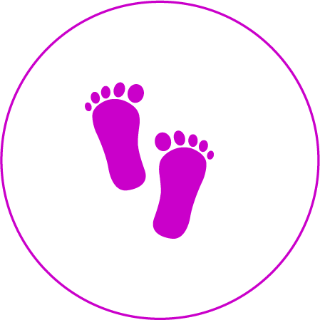 Egy lila ikon a Masszázs Varázs babamasszázsáról.