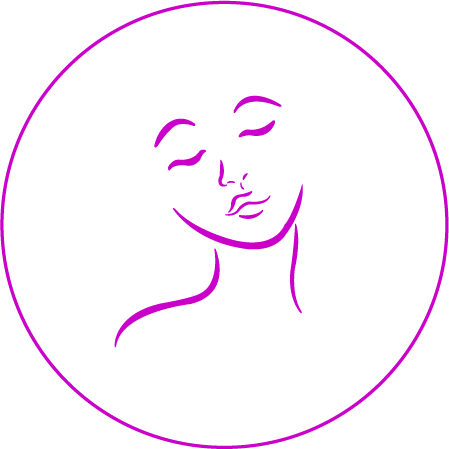 Egy lila ikon a Masszázs Varázs Japán arcmasszázsáról.