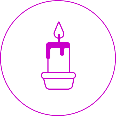 Egy lila ikon a Masszázs Varázs test és fülgyertyázásáról.